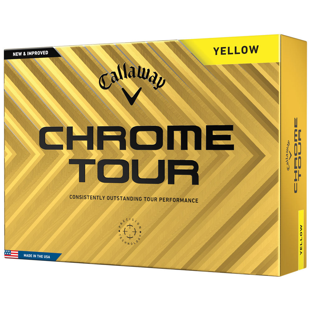 Callaway Chrome Tour Yellow Golf Balls: Hyper Fast Core, Seamless Aero, Distance, Feel