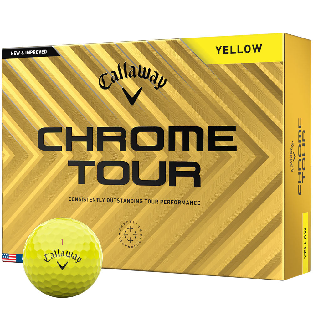Callaway Chrome Tour Yellow Golf Balls: Hyper Fast Core, Seamless Aero, Distance, Feel