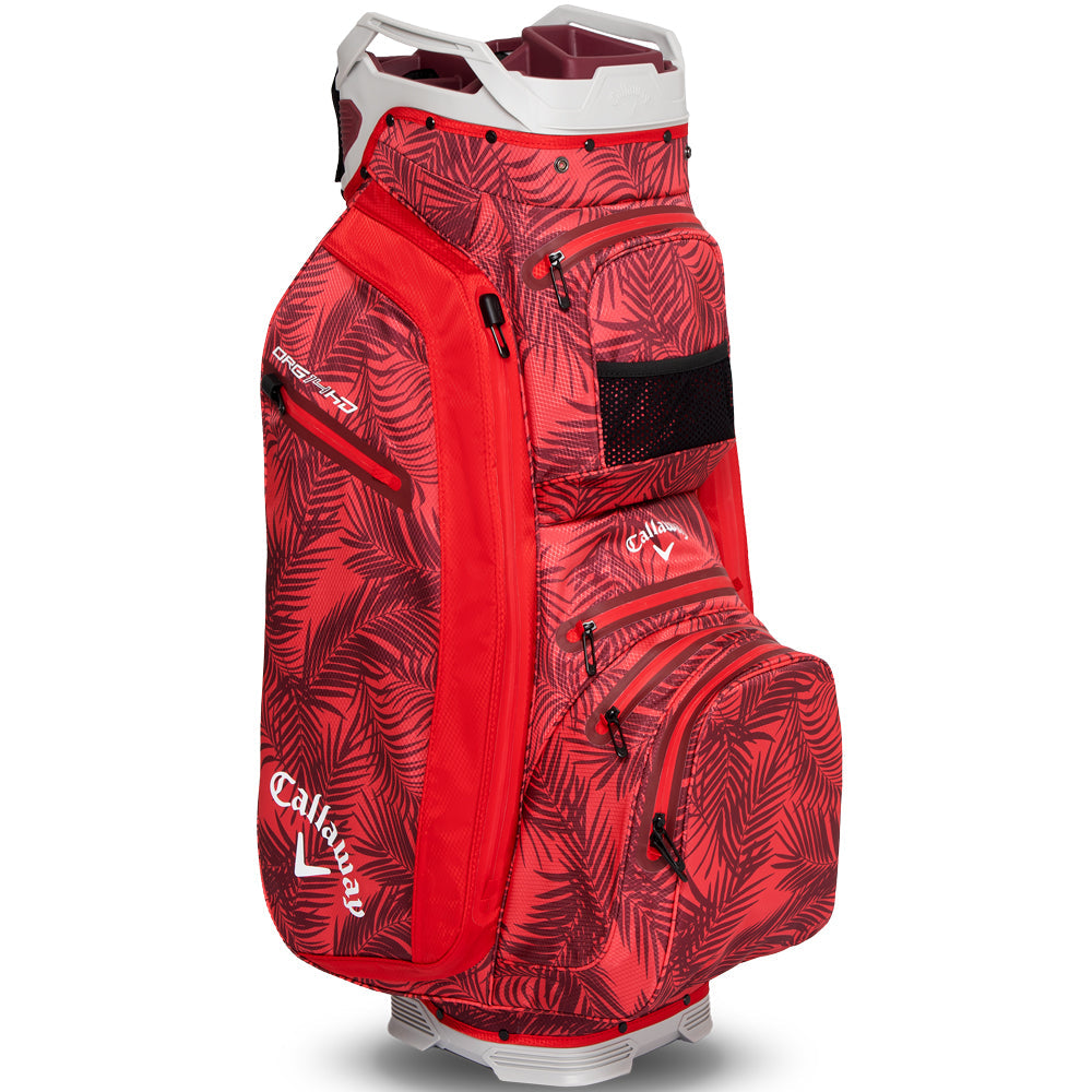 Org 14 HD Waterproof Cart Bag - Red Palms/Light Grey