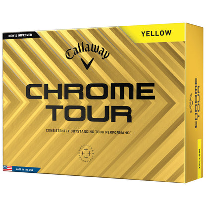 Callaway Chrome Tour Yellow Golf Balls: Hyper Fast Core, Seamless Aero, Distance, Feel