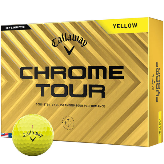 Callaway Chrome Tour Yellow Golf Balls: Hyper Fast Core, Seamless Aero, Distance, Feel