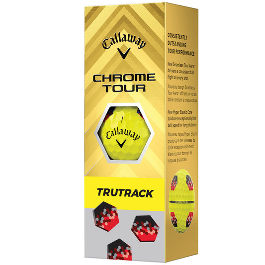 Callaway Chrome Tour TruTrack Yellow Golf Balls: Fast Speed, Tour Feel, Precision Alignment