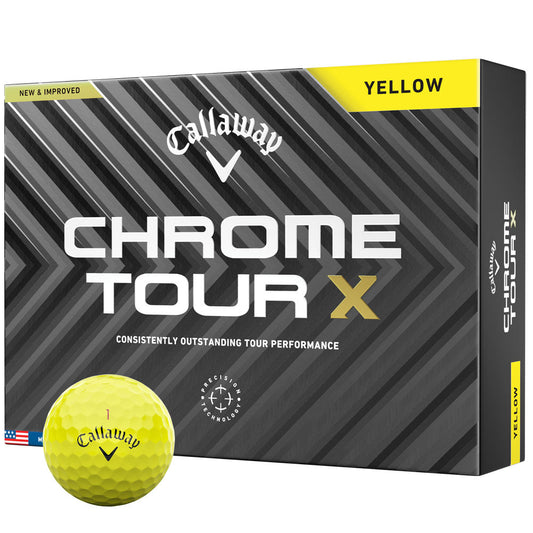 Callaway Chrome Tour X Yellow Golf Balls: Fast Core, Aero, Soft Cover
