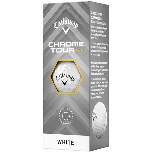 Callaway Chrome Tour TD Golf Balls: Ultimate Speed, Tour Control, White 3-Sleeve